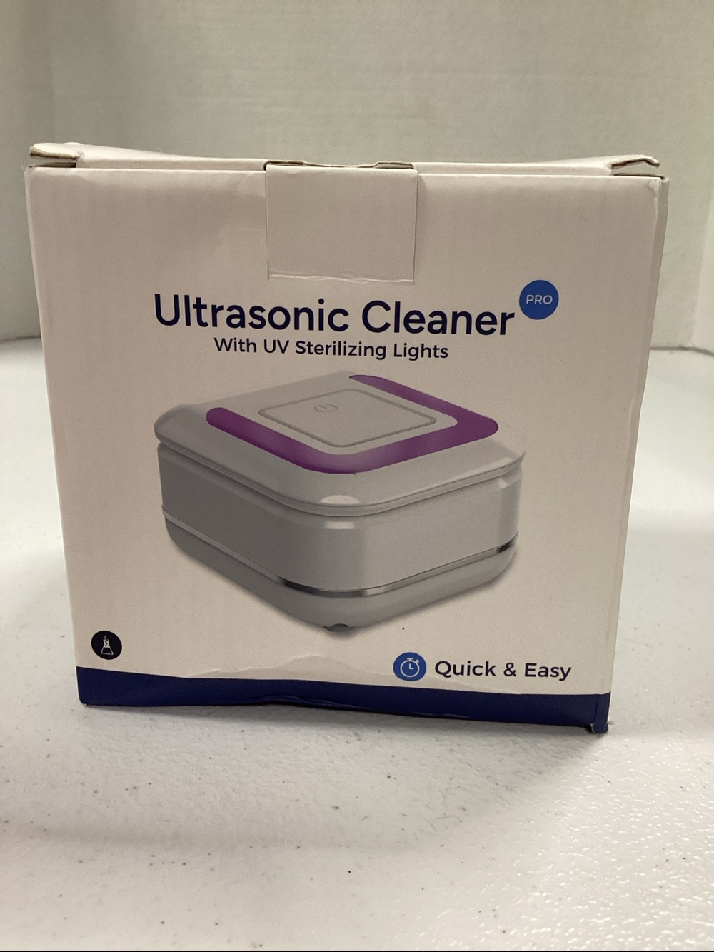 Ultrasonic Cleaner Pro in White with Purple Accent - UV Sterilizing Lights